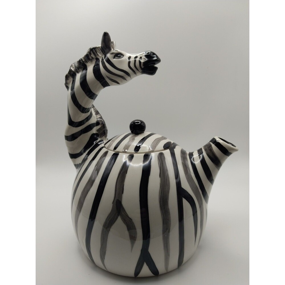 Zebra Safari Animal Ceramic Teapot by By Heather Goldminc Blue Sky New
